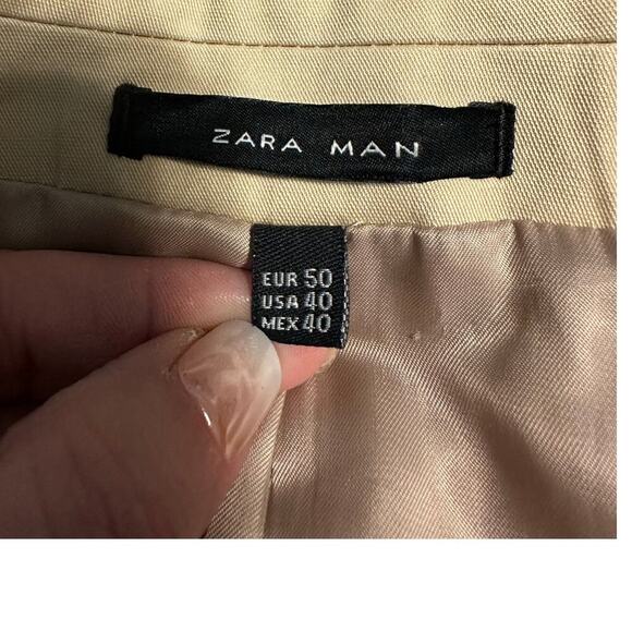 Zara Man Khaki Cotton Silk Blend Blazer Men's Size 40 Stretch Casual Work Office - Picture 4 of 7